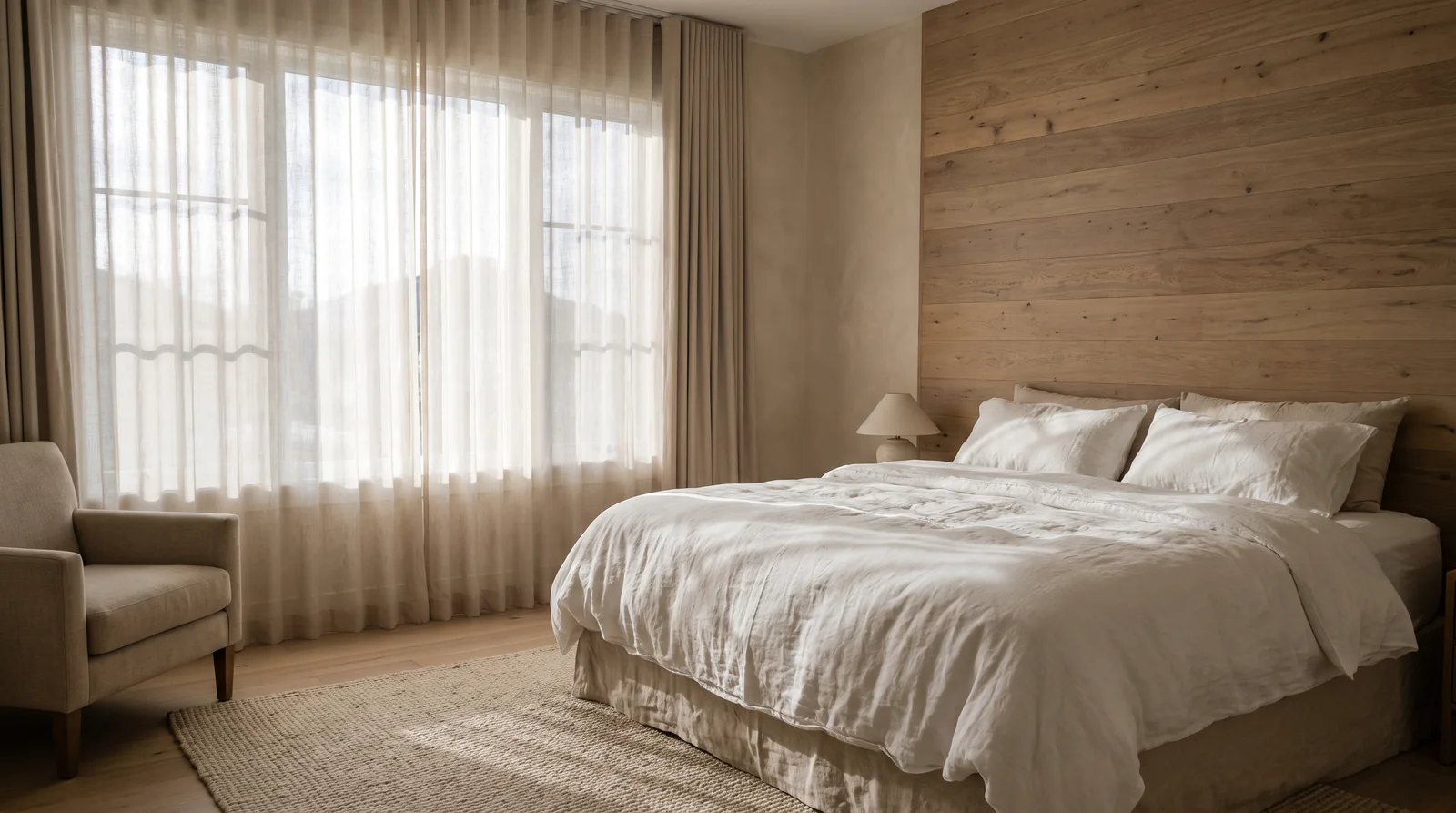 Visuel généré d’une chambre principale lumineuse